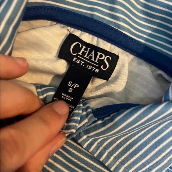 Chaps Kids Polo Shirt - Blue with Red Accents - Picture 2 of 2